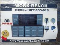 Unused Steelman 10ft Work Bench with 30 Drawers