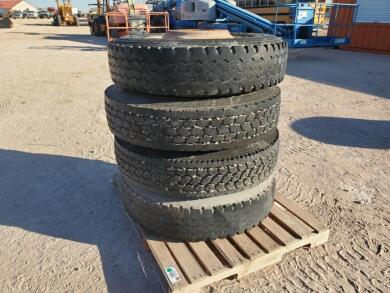 (4) Truck Wheels/Tires 11 R 24.5