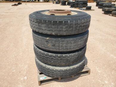 (4) Truck Wheels/Tires 11 R 24.5