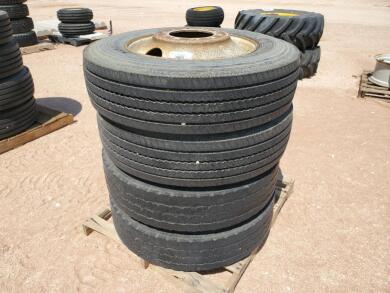 (4) Truck Wheels/Tires 11R24.5