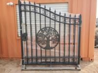 Unused Greatbear 14ft Iron Gate with artwork ''TREE '' in the Middle Gate Frame