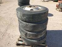 (4) Truck Wheels w/Tires 11 R 22.5