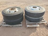 (4) Truck Wheels w/Tires 11 R 22.5