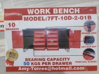 Unused Steelman 7Ft Work Bench w/ 10 Drawers 2 Cabinets