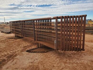 (10) Free Standing 24Ft Fence Panels (1) w/ 12Ft Gate