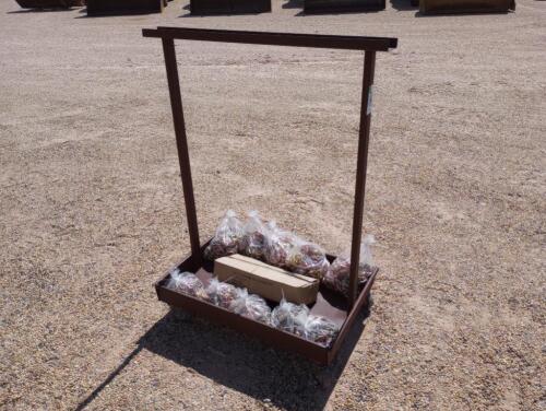 Unused Chain Rack w/(5) Binders & (5) 5/16" 20Ft Chains (5) 3/8" 20Ft Chains