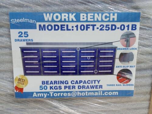 Unused Steelman 10FT Work Bench w/ 25 Drawers