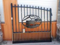 Unused Greatbear 14ft Iron Gate with artwork '' Cow&Calf '' in the Middle Gate Frame