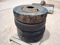 (4) Truck Wheels w/ Tires Size: 11R22.5