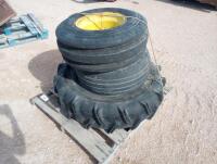 (2) Front End Tractor Wheels w/Tires (1) Pivot Wheel w/Tire