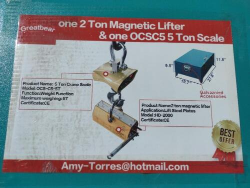 Unused 2 Ton Magnetic Lifter & OCSC5 5 Ton Scale