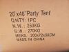 Unused Golden Mountain Party Tent W20Ft x L40Ft - 6