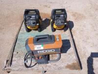 (1) Ridgid Propane Heater, (2 )DeWalt Air Compressors